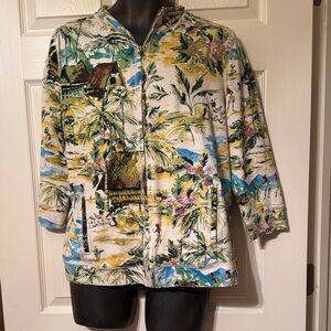 Additions by Chicos Tropical Floral Zip-Front Jacket in Multi Colors Size 2
